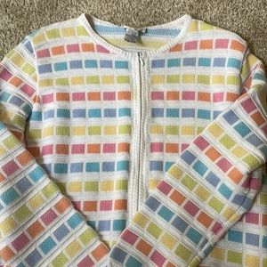 Knit Color Block Zip Jacket from Talbots. Size Small, pre-owned